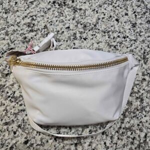​Stoney Clover Lane White Fanny Pack/Belt Bag with Gold Zipper